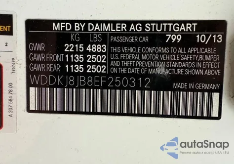 2014 Mercedes-Benz E 350 4Matic z USA, uszkodzony, nr VIN WDDKJ8JB8EF250312